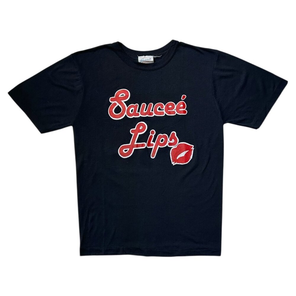 90s Vintage Sauceé Lips Restaurant T-shirt Single Stitch Paper Thin Kiss.